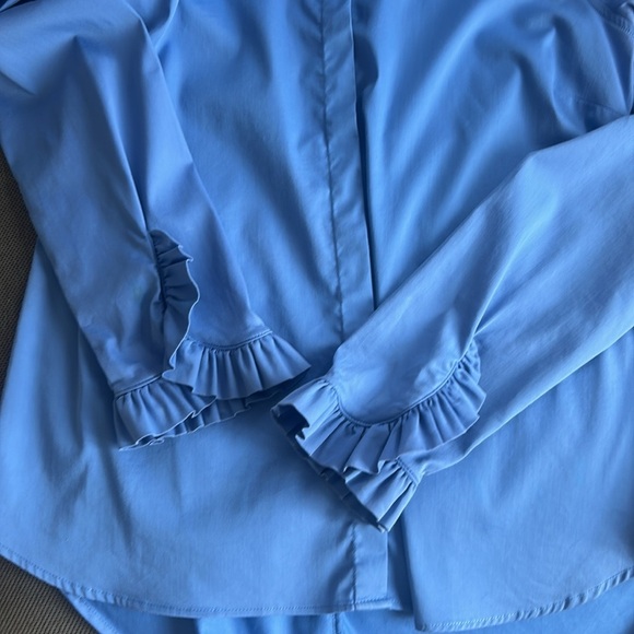 Mos Mosh Mattie Blue Button Down Ruffle Cuff Size Blouse Women Size M - Picture 4 of 13